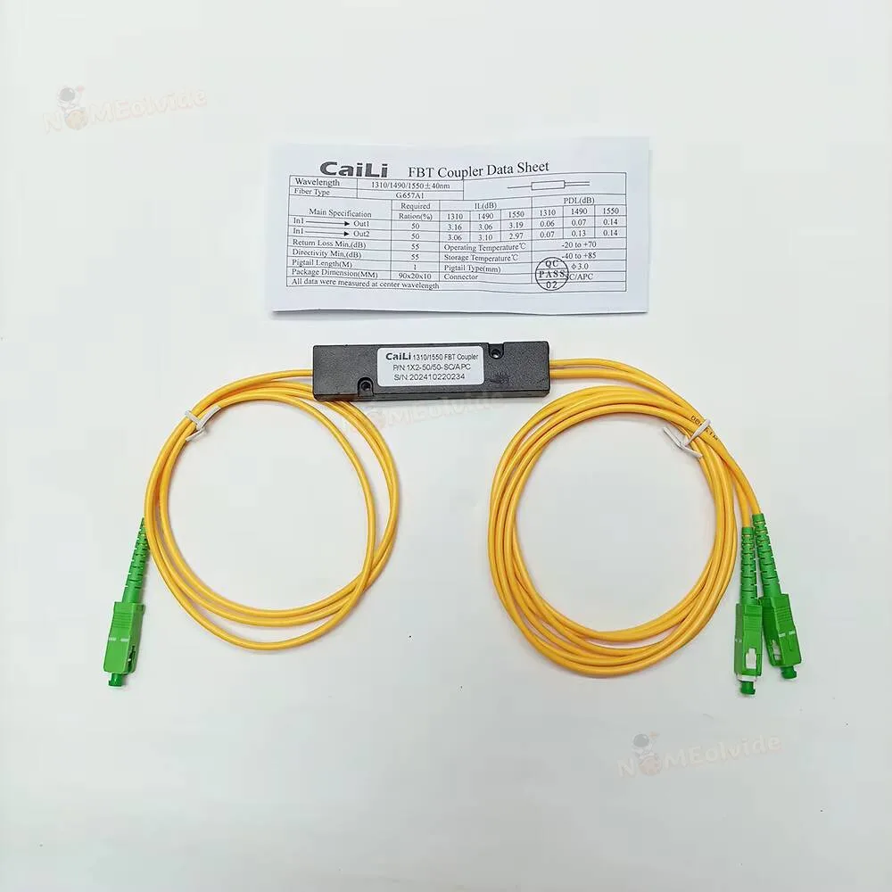 SC APC/UPC 1X2 FBT Cable de fibra óptica manga tipo cónico divisor ordenador 1 punto 2 caja divisora de fibra óptica cónica 1 a 2