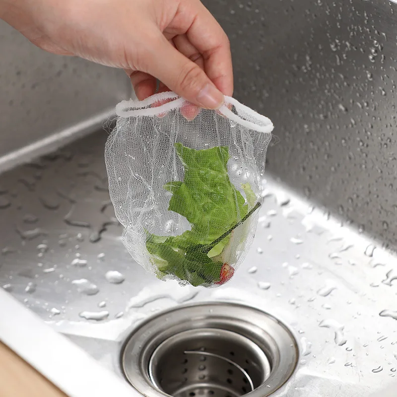 200/100/30pcs Disposable SINK กรองตาข่ายถุงอ่างล้างจานท่อระบายน้ํา Anti-blocking ถุงขยะทําความสะอาด Strainers สุทธิ