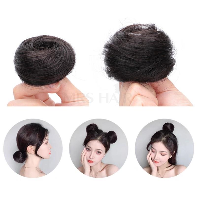 MRS HAIR cheveux humains Chignons Chignon queue de cheval postiche Updo beignet vrais Extensions de cheveux bande élastique Flexible brun blond