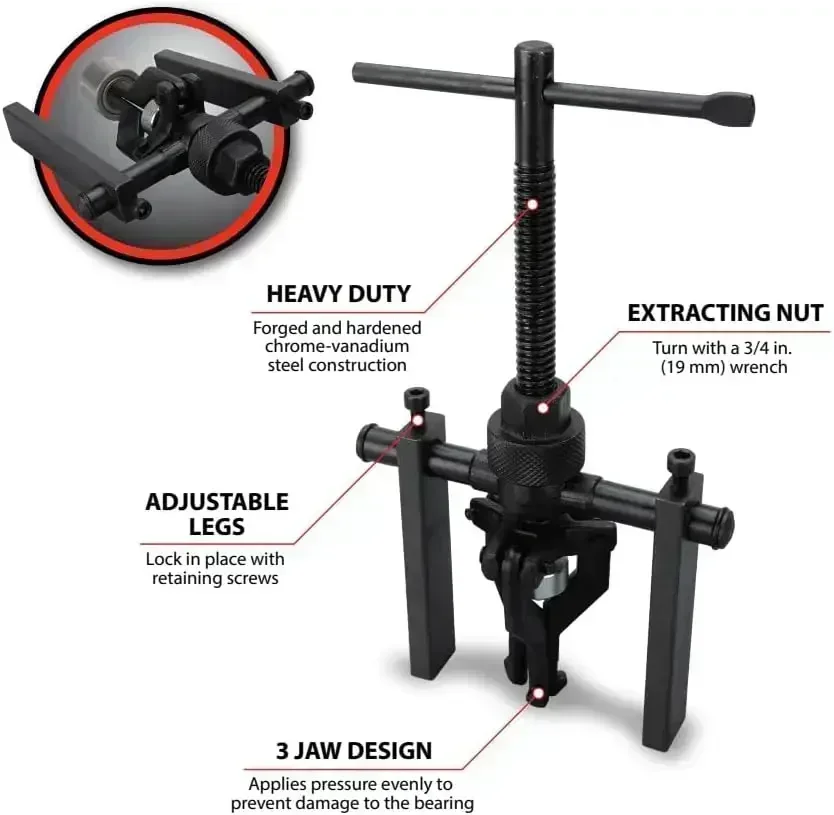 รถซ่อมเครื่องมือ 3-Jaw EXTRACTOR รถด้านในแบริ่ง PULLER เกียร์ประหยัดแรงงานรถแยก Disassembly เครื่องมืออุปกรณ์เสริมอัตโนมัติ