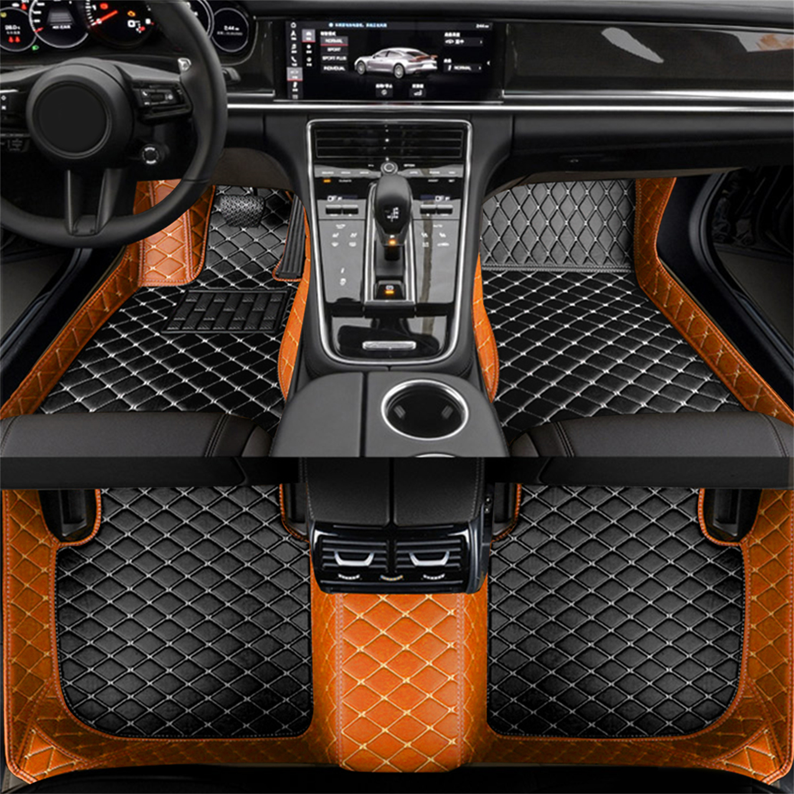 Tikar lantai mobil kustom untuk Ford Kuga 2019-2023 Mustang 2015-2023 ekuator 2021-2023 Aksesori Interior kulit buatan
