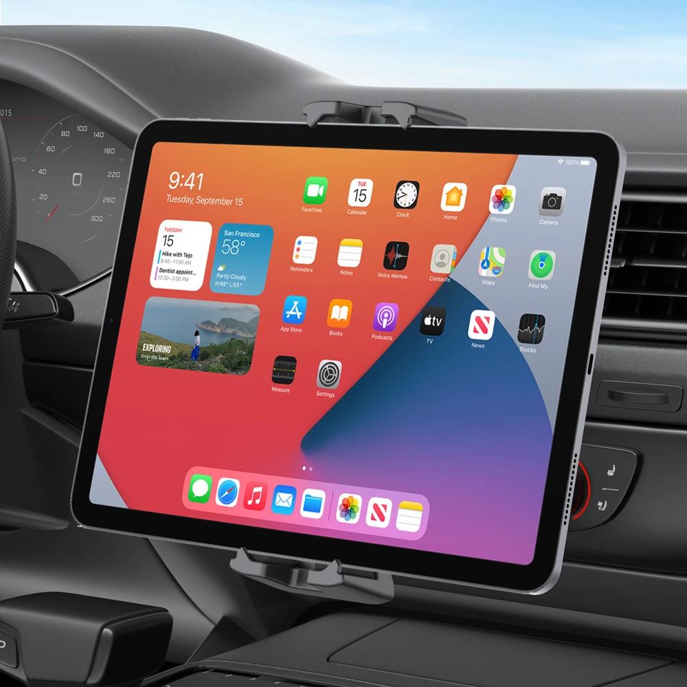 Uchwyt samochodowy na tablet PC z gniazdem CD, obrotowy o 360 stopni, z otworem na ładowanie, zapobiegający upadkom, nawigacja samochodowa dla Ipad Pro