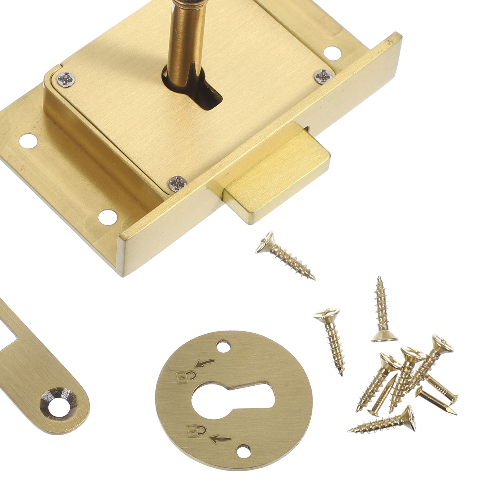 1 Set Square Brass Vintage Drawer Lock 4505B Dull Brushed Finish Furniture Cabinet Lock For Wooden Box File Filing Safe Storage