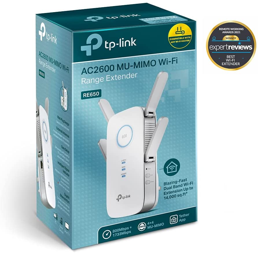 Tp-link Universal Dual Band Range Extender, Broadband/Wi-Fi Extender, Wi-Fi Booster/Hotspot dengan 1 Gigabit Port dan 4 Antena