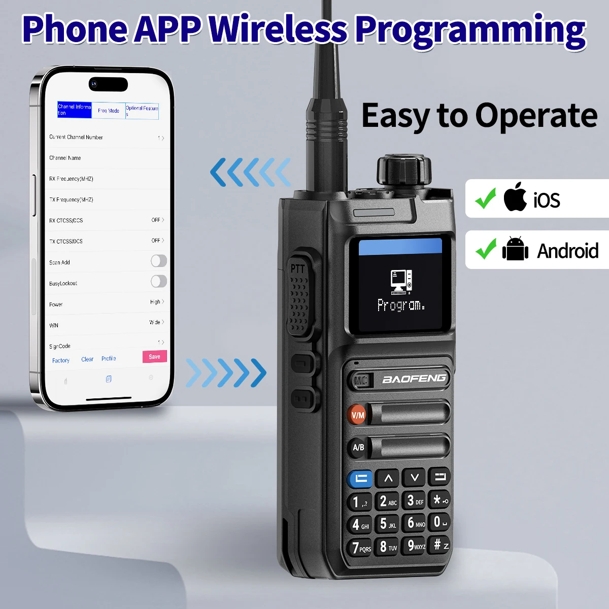 Baofeng AR26 Walkie Talkie Long Range GPS Telefon APP Drahtlose Programmierung Air Band Aufnahme Zwei Weg Radio Typ-C Ladung