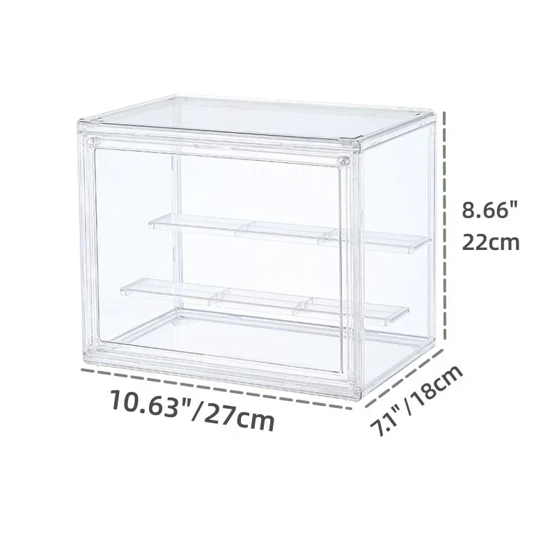 Clear Display Box Stackable Plastic Dustproof Storage Bins Figures Display Collectibles Bag Cosmetic Show Case with Interlayers