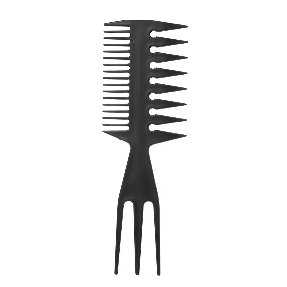 Pente esfoliante de dente largo de plástico três em um, ferramenta de estilo de cabelo masculina antiestática, especial para perucas de cabelo real