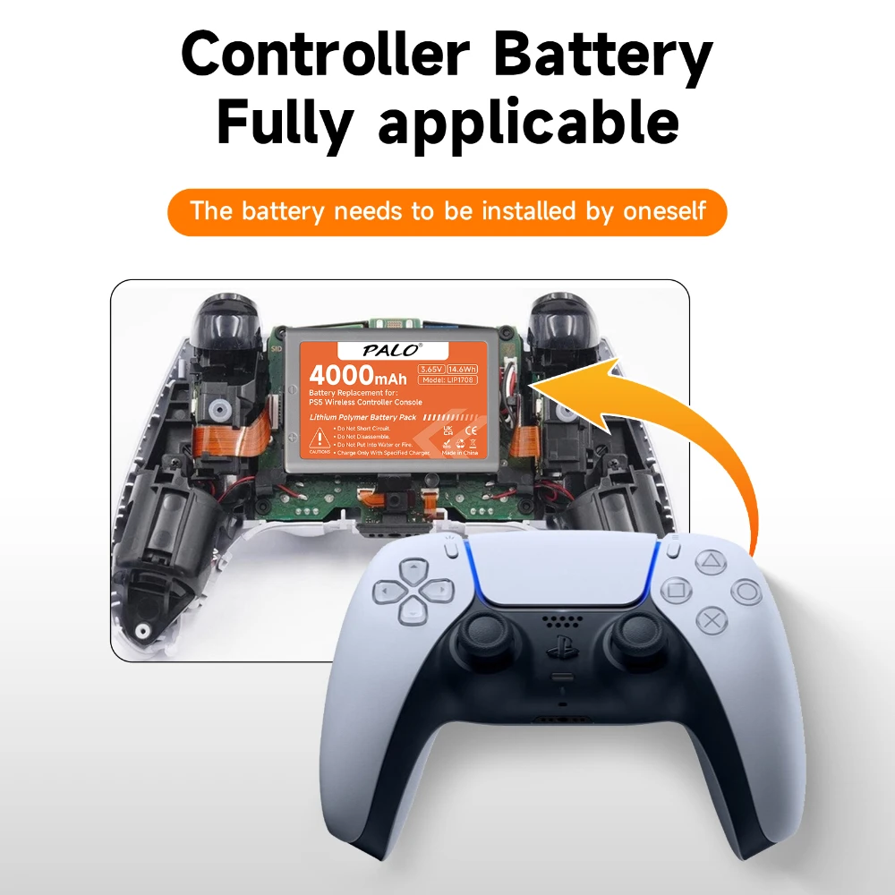 4000mAh PS5 PS 5 Wireless Controller Battery for Sony Playstation 5 LIP1708 Dualsense Gamepad Controller CFI-ZCT1W CFI-ZCT1J