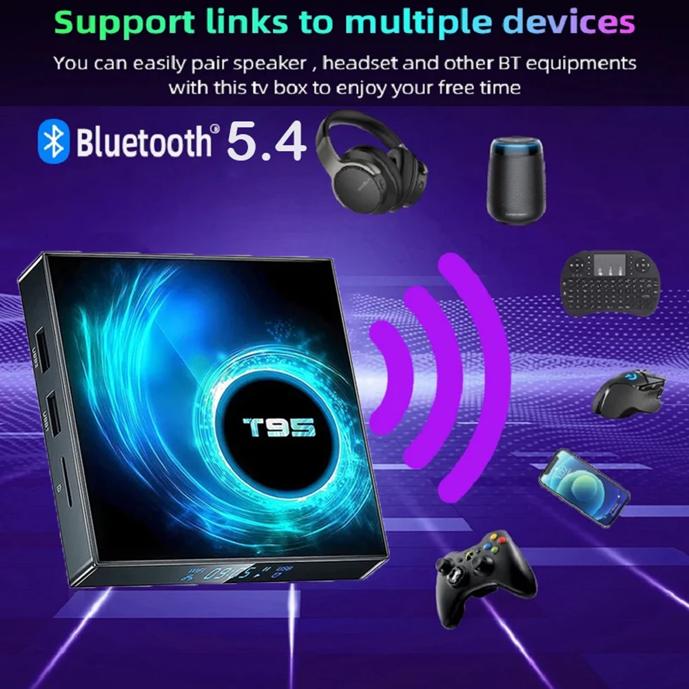 Smart TV Box 2025 T95 Plus HD 6K Android 14 Allwinner H616 4GB 64GB 128GB Dual Wifi Media Player PK X96Max Plus H96 Set Top Box