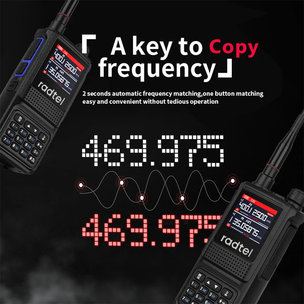 Radtel RT-470L 5W 6 Bands Amateur Ham Two Way Radio Station 256CH Air Band Walkie Talkie NOAA LCD Farbe polizei Scanner Luftfahrt