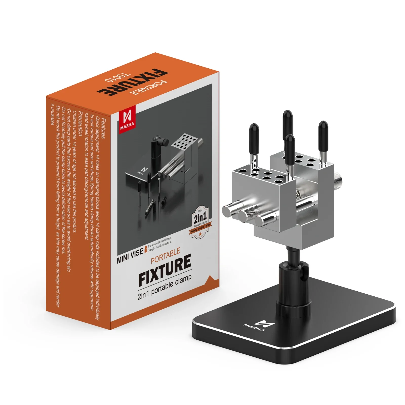 MAZHA T0010 2-in-1 tragbarer Mini-Tischschraubstock, kompakte verstellbare Klemme zum Modellieren von Hobby-DIY-Präzisionswerkzeug-Zubehör