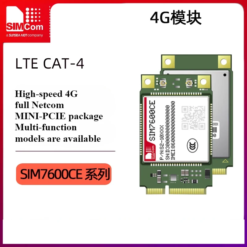 Módulo de comunicação 4g sem fio de cinco modos Simcom SIM7600CE-T-PCIE com diversidade de posicionamento GPS