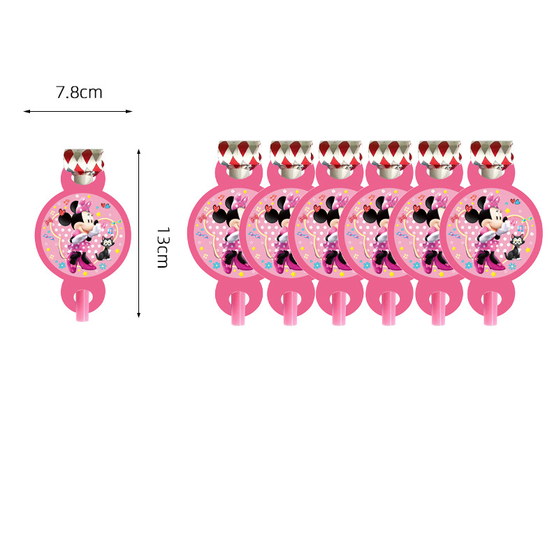 Minnie Mouse Party ตกแต่ง Disposable Tableware Minnie ถ้วยบอลลูนสําหรับสาวอาบน้ําเด็ก Birthday Party Supplies