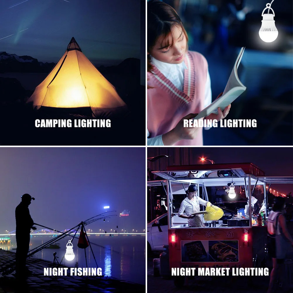 3/5/7W USB Lamp Bulb 5V Portable Camping Lantern Lamp LED Power Reading Book Light For Outdoor Camping Tent Emergency Lighting