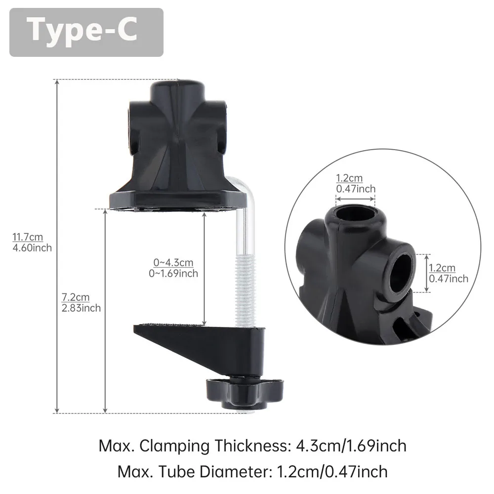 Universal Bracket Clamp LED Lamp Clip DIY Fixed Tools Fittings Screw Light Mounting Camera Holder for Broadcast Mic Stand Clamp