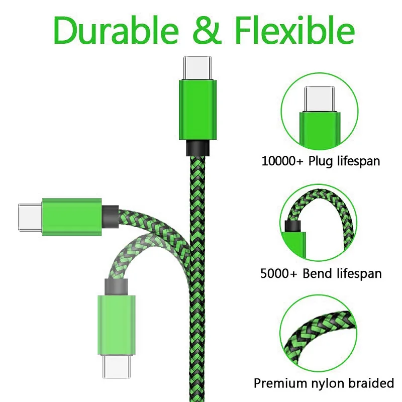 USB 유형 C 케이블 2.4A 삼성 화웨이 Xiaomi 안드로이드 휴대 전화 액세서리에 대한 빠른 충전 나일론 꼰 와이어 충전기 케이블