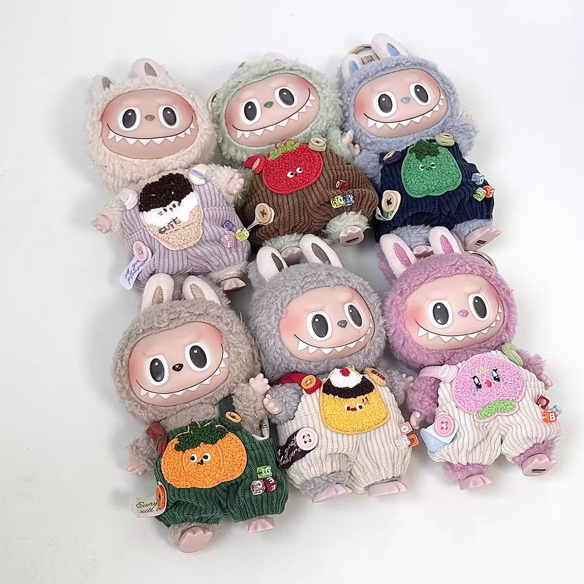 17 см милая мини-плюшевая кукла, одежда, аксессуары, Labubu Idol, комбинезон с пончиками, одежда, сделай сам, детский подарок, ремешок, штаны Labubu