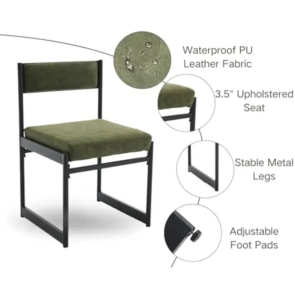 Modern Upholstered Dining Chairs Set 8 Metal Frame Armless Fabric Side Chair High Weight Capacity Rotatable Foot Pad Easy