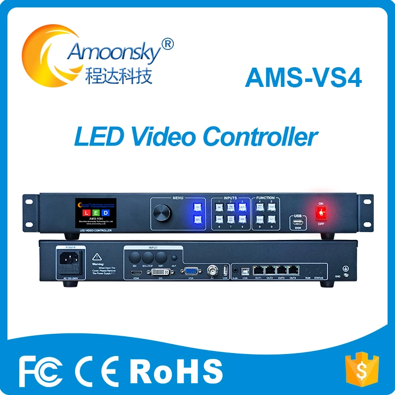 Ams vs4 led controlador de vídeo multi-entrada rede de comutação perfeita hd bloqueio de chave de sincronização de áudio para displays industriais de matriz de pontos