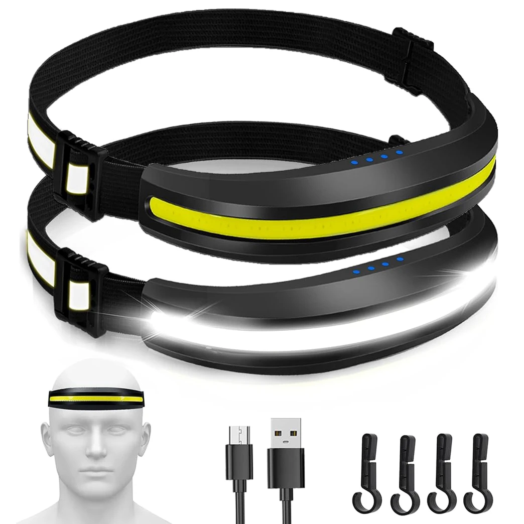 Мощный Портативный Налобный Фонарь С Матрицей COB, USB-перезаряжаемая Лампа Для Освещения, Пешего Туризма, Кемпинга, Рыбалки