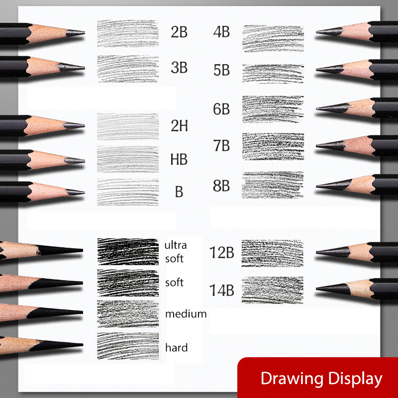 Profesional 2H HB B 2B 3B 4B 6B 8B 12B 14B boceto dibujo lápices de carbón de grafito juego dibujo bocetos para artistas principiantes