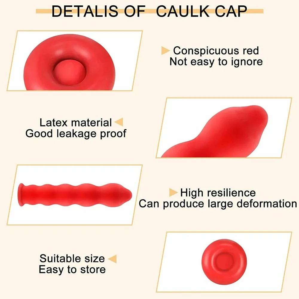 Caulk Cap Glass Glue Tip Bucket Nozzle Protective Cap Red Caulk Gun Nozzle Cap for sealing and preserving open caulk tubes
