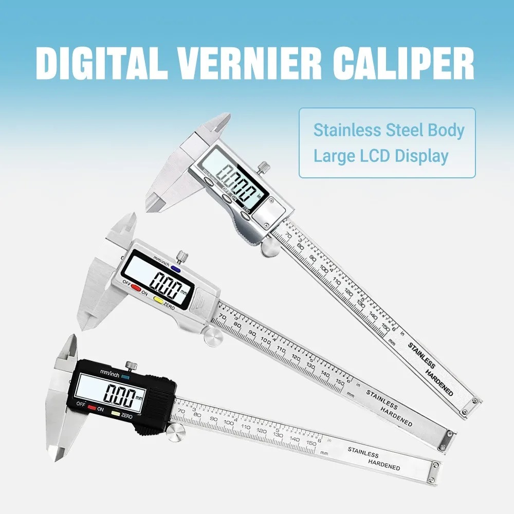 ไมโครมิเตอร์ดิจิตอลสแตนเลสขนาด 150 มม. ความแม่นยำสูง 0.01 มม. พร้อมฐานเลื่อน รองรับการบันทึกข้อมูลและการแปลงหน่วย สำหรับงานอุตสาหกรรม