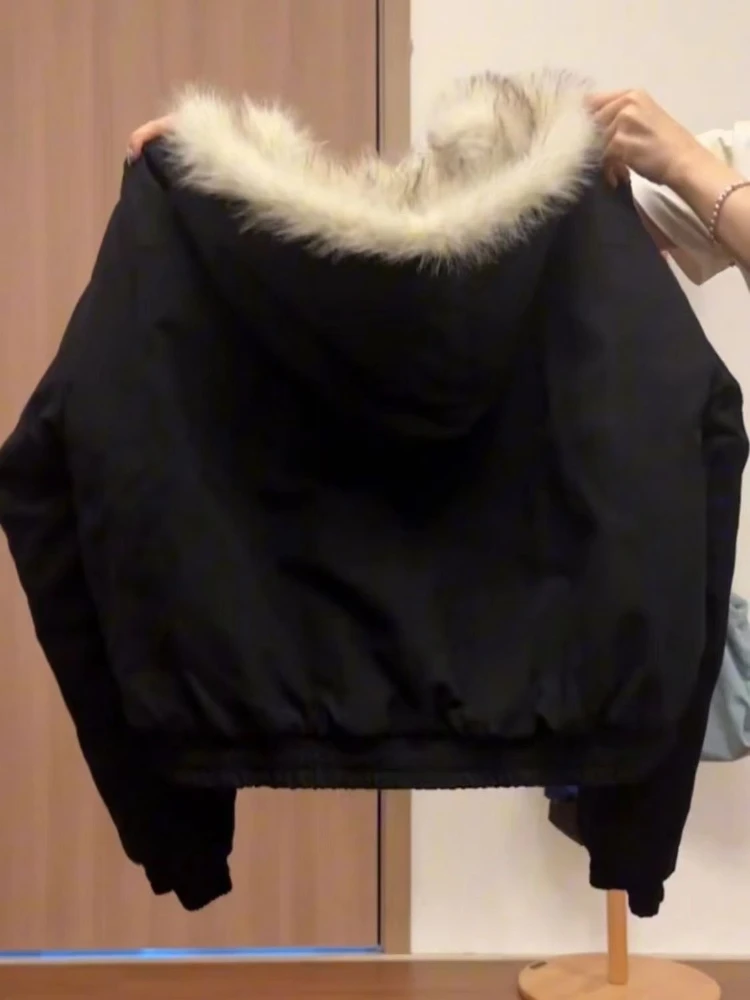 Jaren 2000 Esthetische Zwarte Elegante Jas Vrouw 2025 Winter Y2k Zip Up Capuchon Ontwerp Harajuku Jas Vrouwelijke Losse Casual Chic outfits