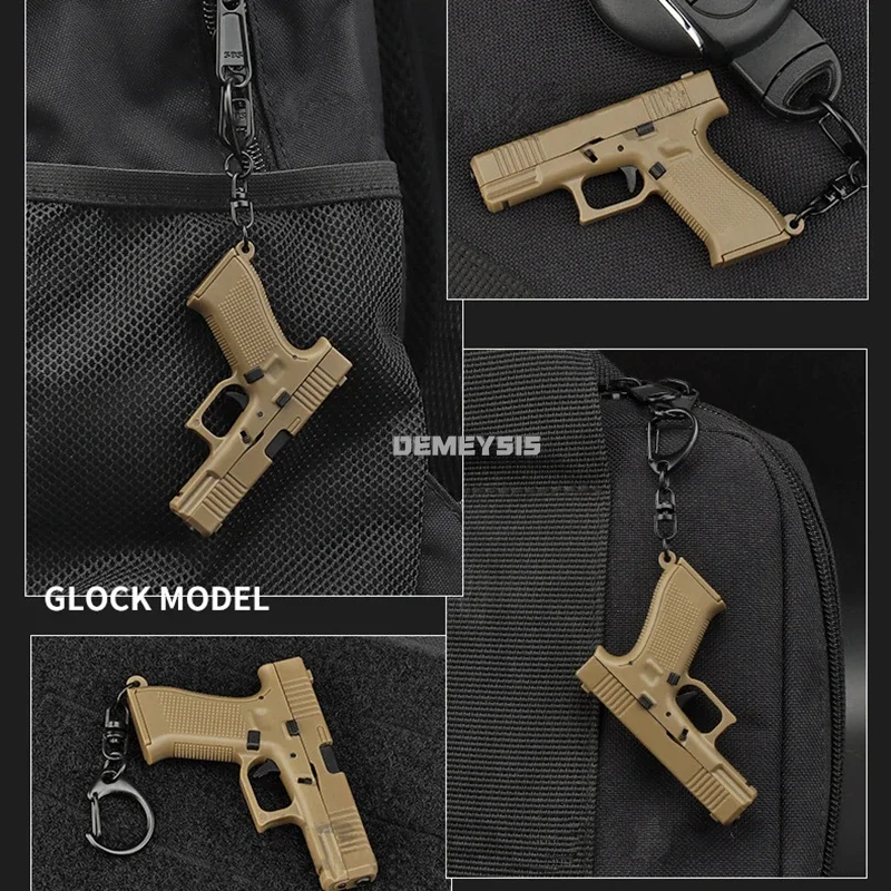 Mini G45 Pistol Shaped Keychain Charm Realistic Model Removable Magazine Miniature Helmet Model Beer Bottle Opener Keyring Gifts