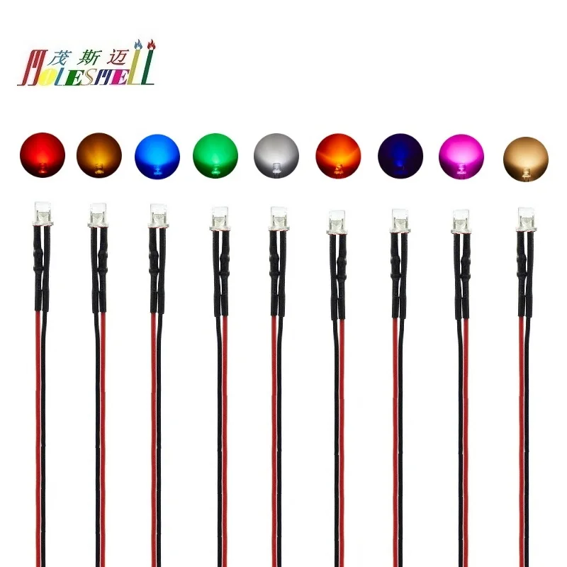 1000 pz 3mm 9V 12V Flat Top Water Clear Pre-Wired rosso giallo blu verde bianco arancione viola rosa bianco caldo lampada a Led cablata