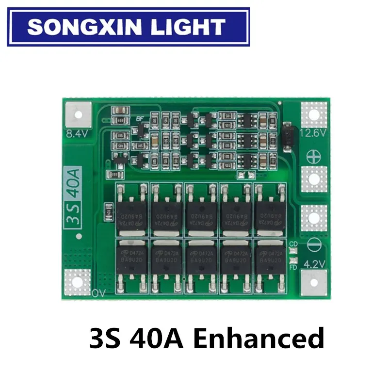 2S 3S 4S 20A 40A 60A Li-Ion LITHIUM แบตเตอรี่แผงป้องกันเครื่องชาร์จ 18650 BMS เจาะมอเตอร์ 11.1V 12 V/14V 16.8V เพิ่ม/Balance
