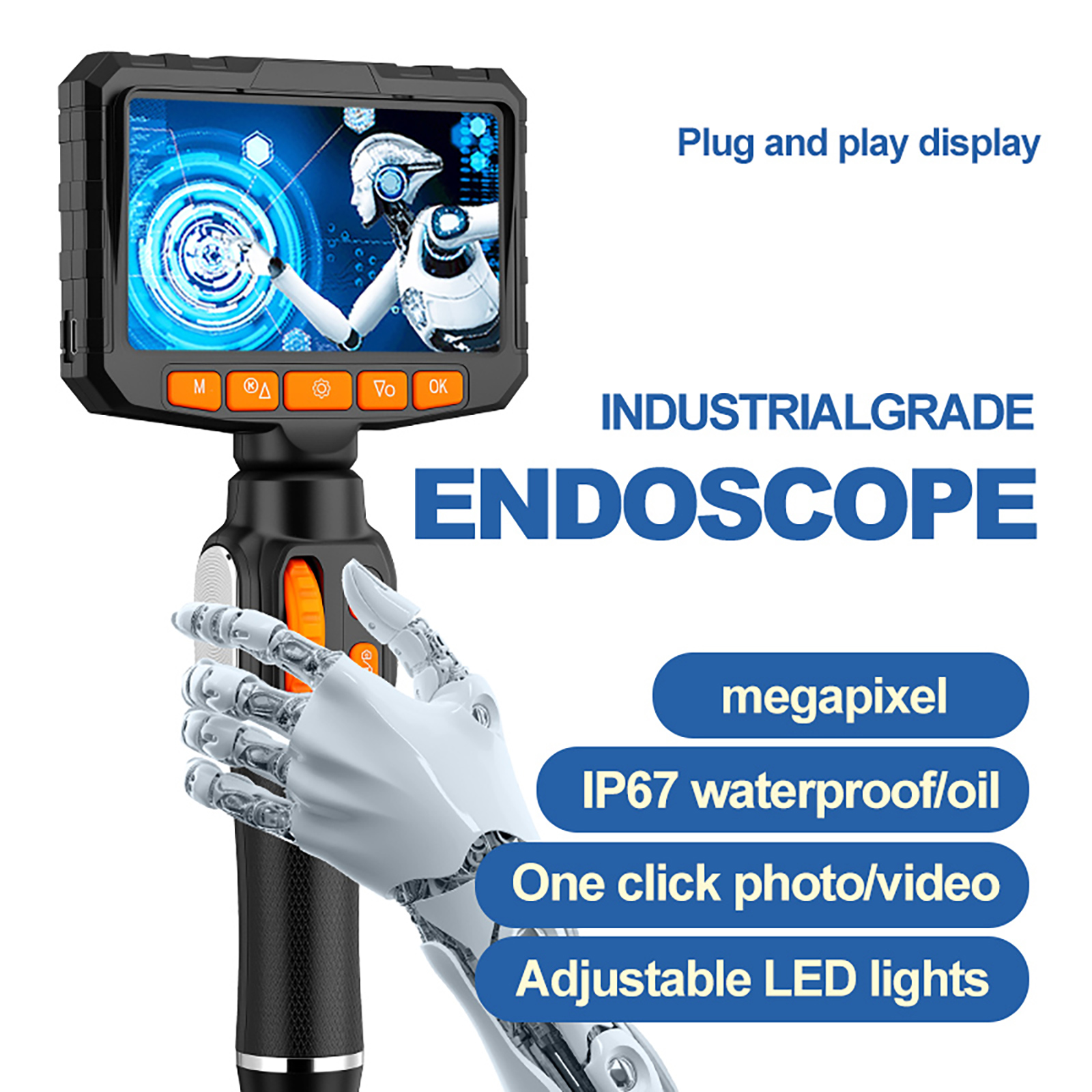 Boroscopio articulado de 6,4 MM y 3,9 MM con pantalla IPS de 4,3 pulgadas cámara boroscopio bidireccional HD1080P endoscopio alcance automotriz