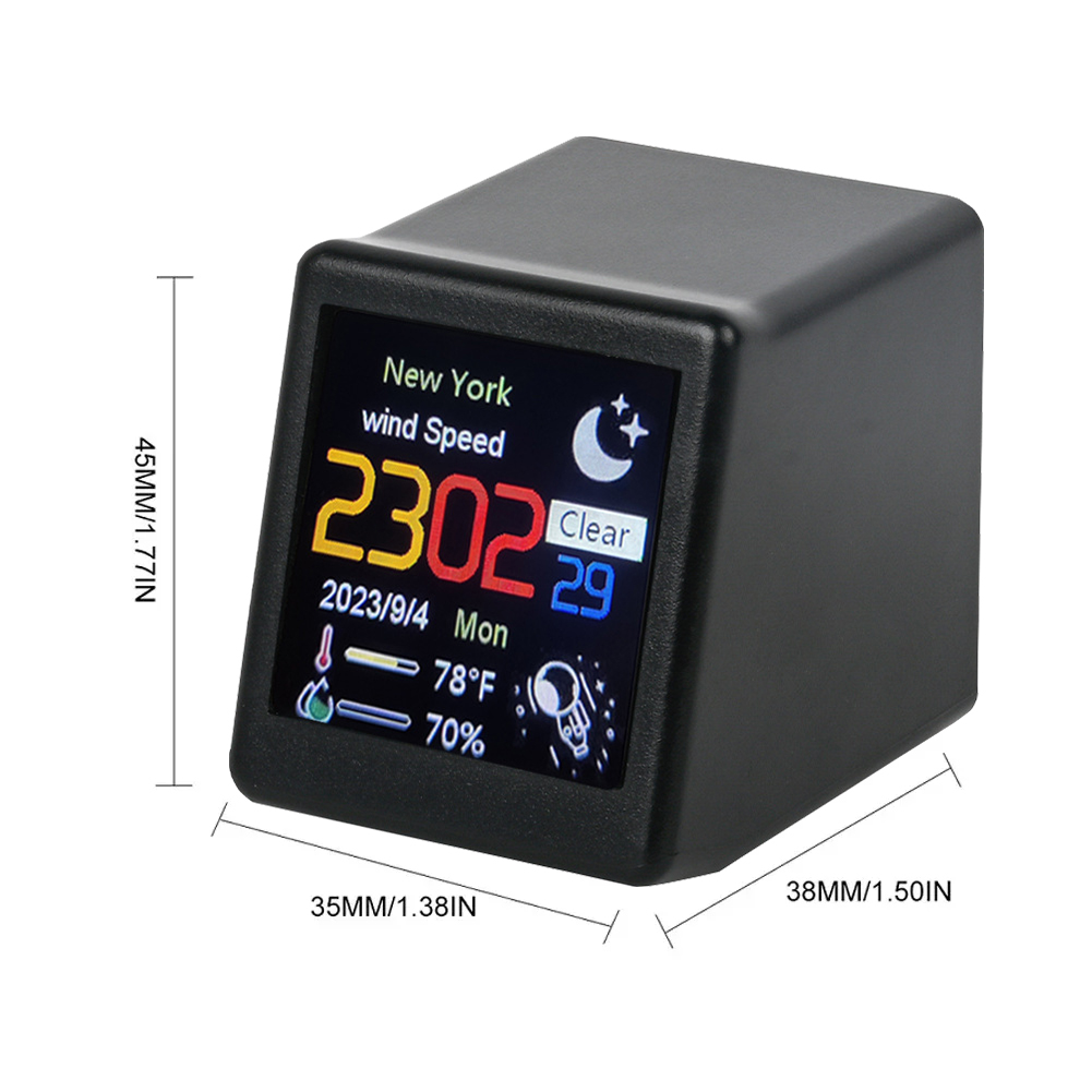 Reloj de estación meteorológica WIFI inteligente de tamaño MINI para decoración de sala de juegos. DIY Lindas animaciones GIF y función de álbum electrónico
