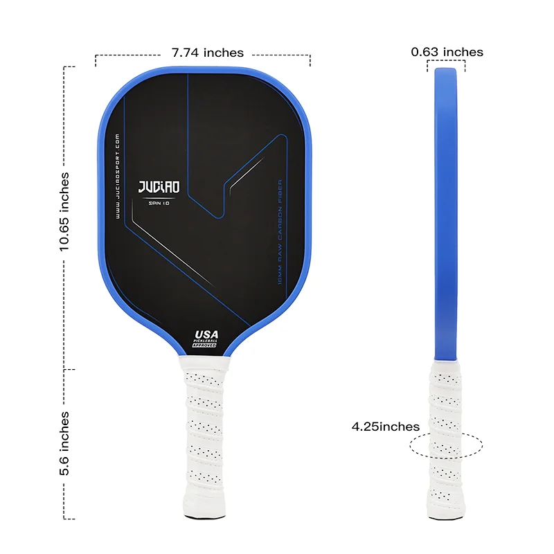 JUCIAO USAPA-zugelassener thermogefütterter Unibody T700 Pickleball-Paddel aus roher Kohlefaser mit strukturierter Spin-Oberfläche und Schaumstoffkante
