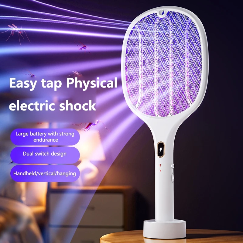 3 In 1 Multi Functional Bug Zapper Racket Usb Rechargeable Mosquito Killer Safe Electric Mosquito Swatter Pest Control Supplies