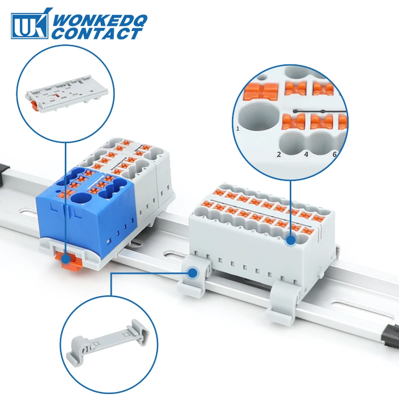 Distribution Block PTFIX 2.5mm² 2/4/6/7/12/13/18/19 Connection Push-in Electric Power Terminal Block Connector Mount on Din Rail