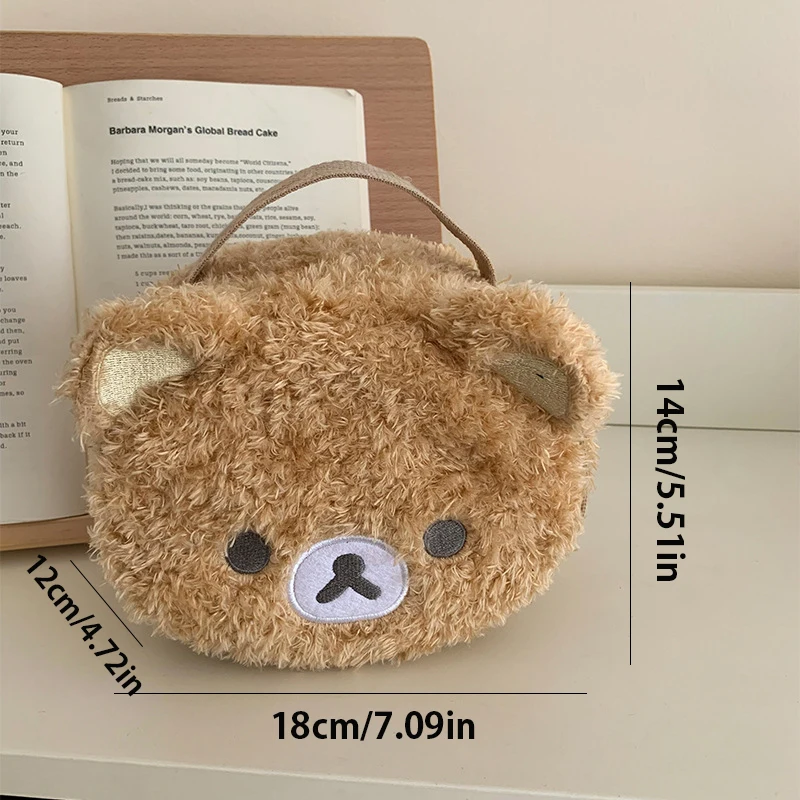 Estuche de maquillaje de felpa, bolsa de cosméticos de oso relajado de Anime, bolsa de almacenamiento de joyería para mujer, organizador para chica, bolsos de regalo, gran oferta