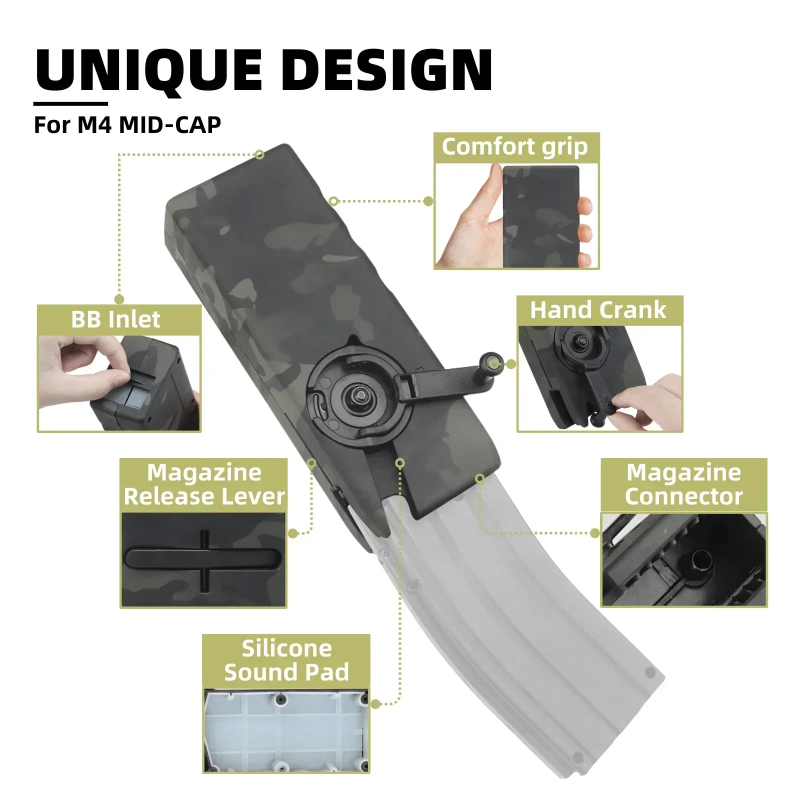 SuprLoad 1000 Capacity Airsoft Speed Loader with Sound Dampening Pad for 6mm BBs, M4 Hand Crank Magazines Airsoft Gear