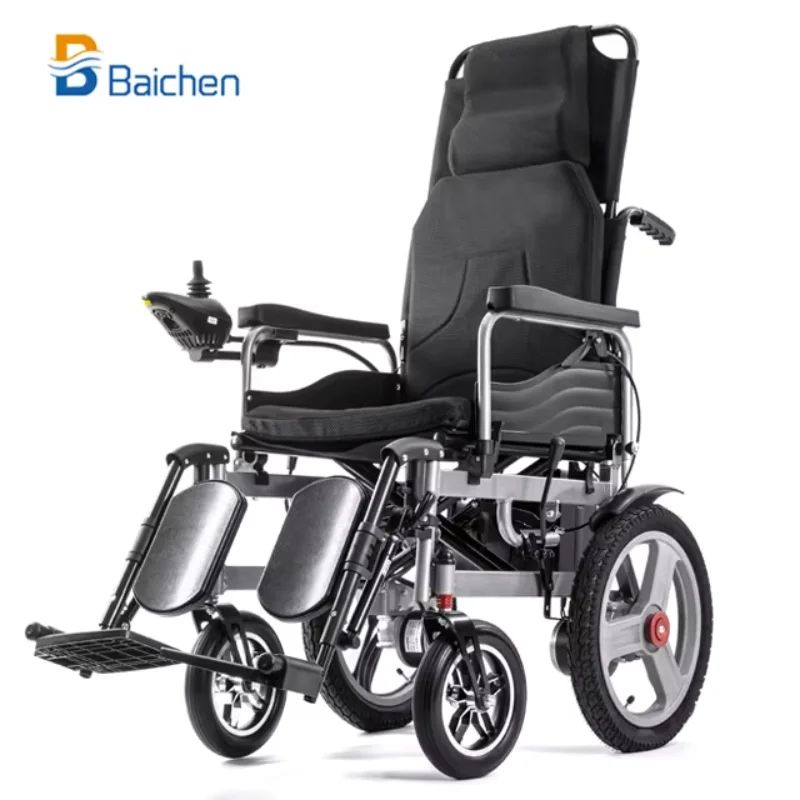 2024 Hot Sale Thailand New Steel Foldable Portable Cheap Wheel Chair High-Back Smart Reclining Electric Wheelchair For Adults