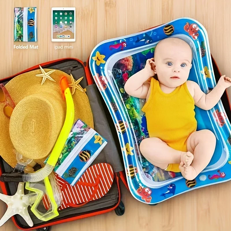 Estera inflable para el tiempo de la barriga, estera de juegos Premium para bebés, cojín de agua inflable, juguetes interactivos para gimnasio para bebés para el desarrollo sensorial