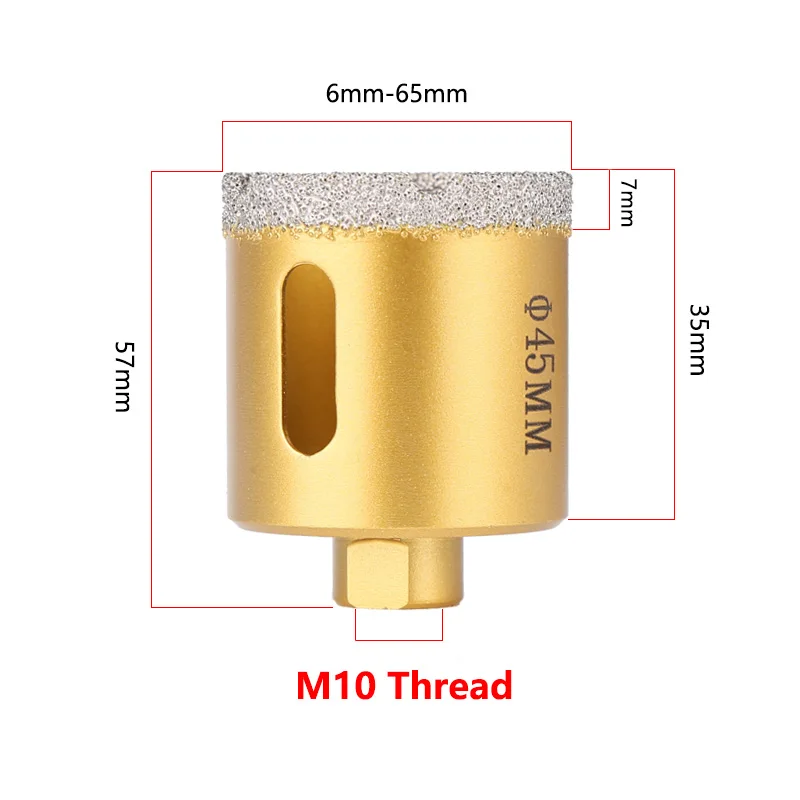 M10 Chỉ Hút Chân Không Chia Lửa Bằng Đồng Nguyên Khô Kim Cương Lõi Khoan Khoan Gạch Men Lỗ Cưa Đá Cẩm Thạch Đông Ninh Tiết Độ Sứ Gạch Bộ Mũi Khoan dụng Cụ