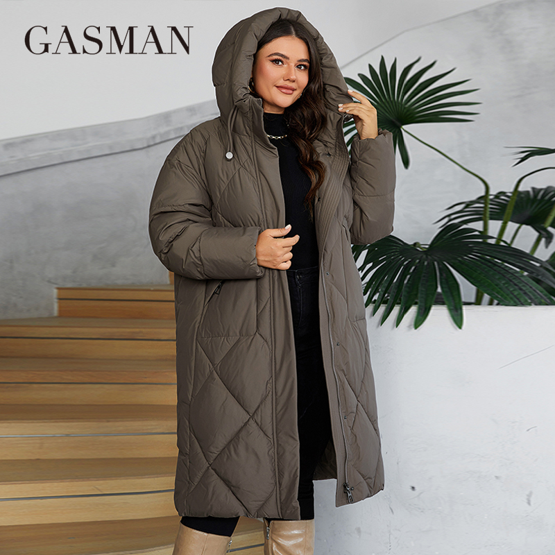 GASMAN 2024 chaqueta de invierno para mujer de talla grande L-6XL abrigo de mujer marca de moda de algodón grueso parka con capucha a prueba de viento 88609