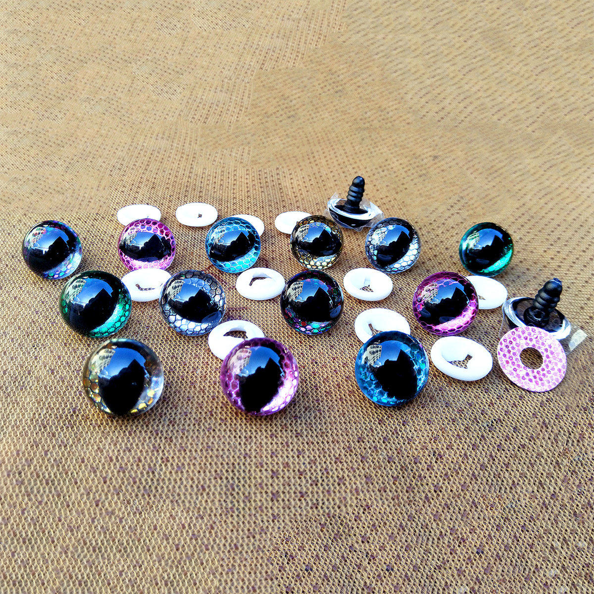 20 個 3D ハニカム猫安全目かぎ針編みのおもちゃグリッターあみぐるみ工芸品ぬいぐるみの目 DIY おもちゃアクセサリー