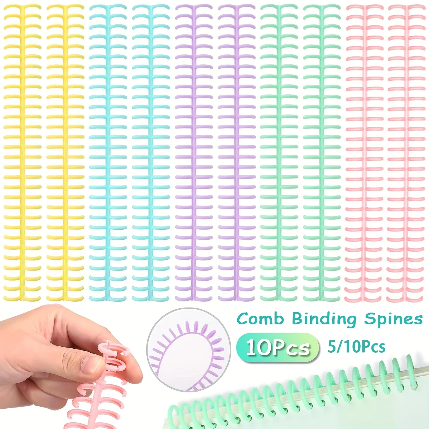 10PCS 30 Rings Comb Binding Spines Plastic Spiral Binding Coils for Business Document File Notebook File Making