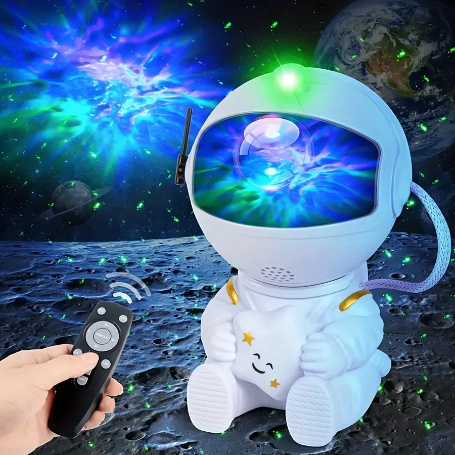 Proyector de estrellas de galaxia y astronauta, luz nocturna estrellada, lámpara de proyección de techo de nebulosa estrellada con 8 modos, control remoto y 360, 1 ud. °   Adj