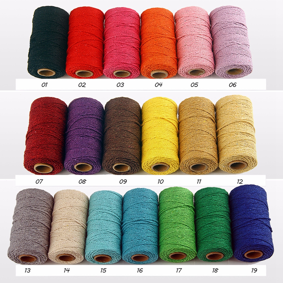 2Mm 100M Macrame Dây Dây Cotton Dây Ren Dây Hàng Thủ Công Tự May Thủ Công Treo Tường Bohemia Tiệc Cưới trang Trí Nhà