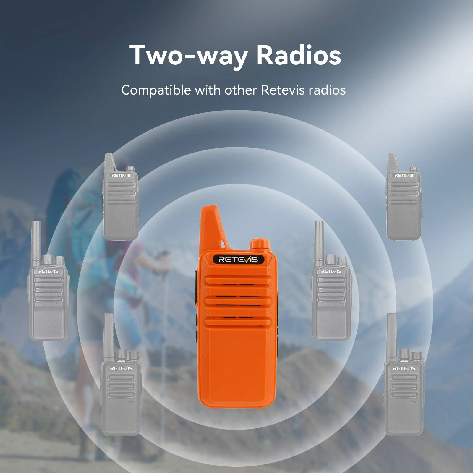 RETEVIS RT622/RT22 2 Stück Mini Orange tragbares Zwei-Wege-Radio PMR 446 Walkie-Talkie mit PTT für Jagdcafé