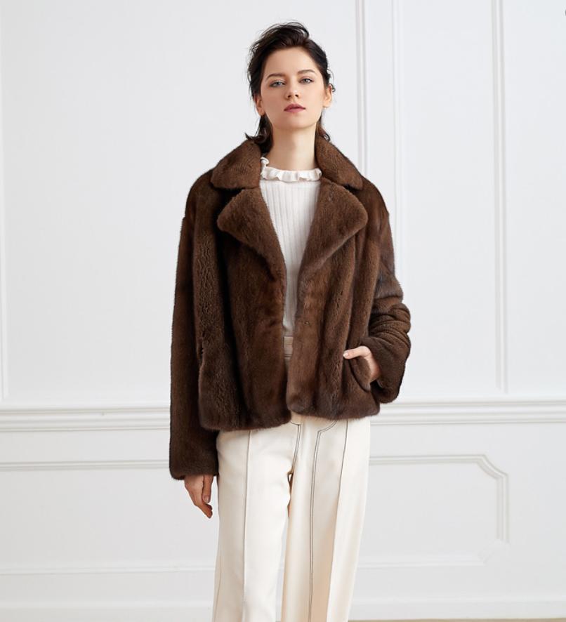 レディース本物ミンクファージャケット、100%本物ミンクファージャケット、冬の暖かさ、ファッション、ヨーロッパのストリートスタイル