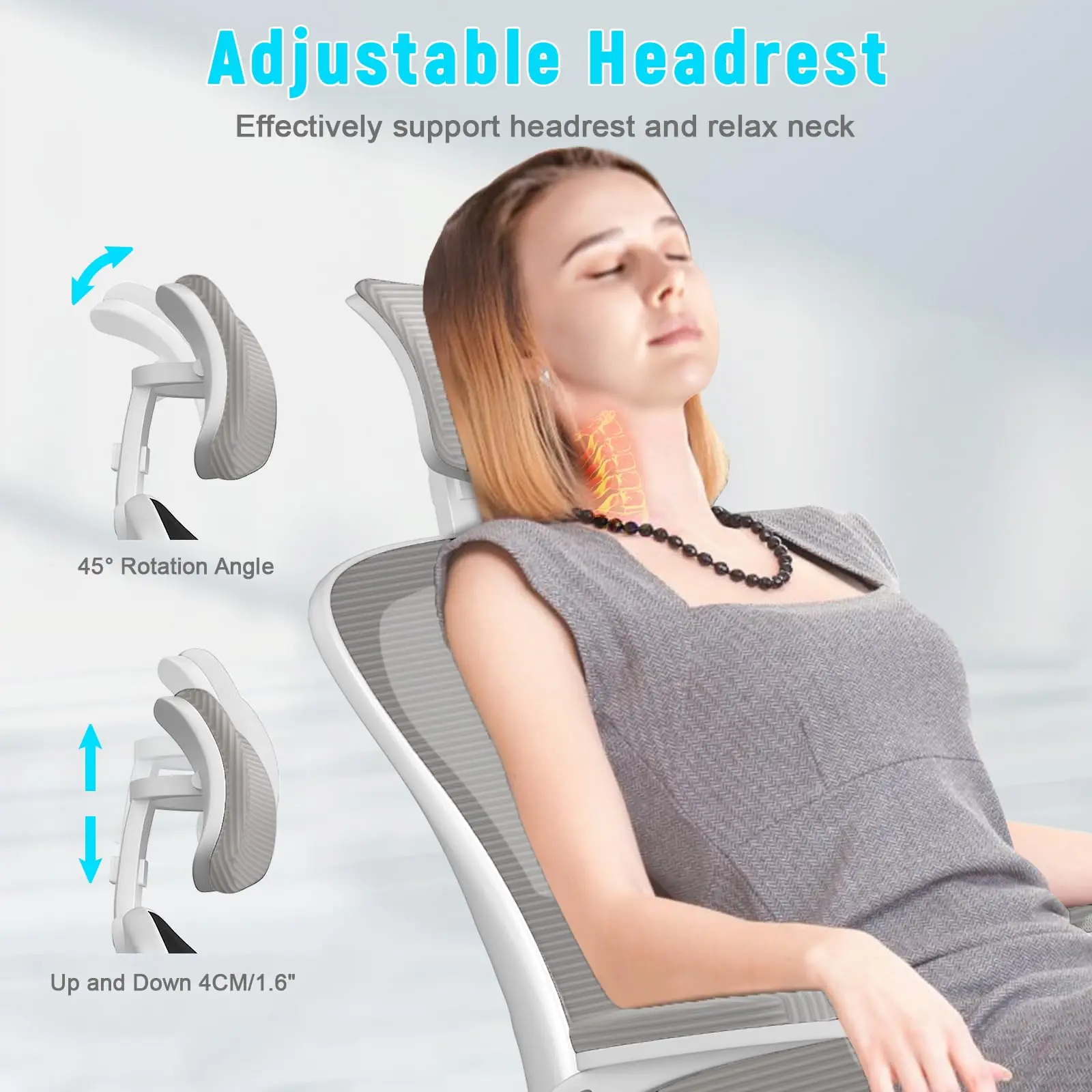 Ergonomischer Bürostuhl mit Lordosenstütze, Chefsessel mit hoher Rückenlehne, drehbarer Schreibtischstuhl, Computer-Arbeitsstuhl, Mesh-Gaming-Stuhl