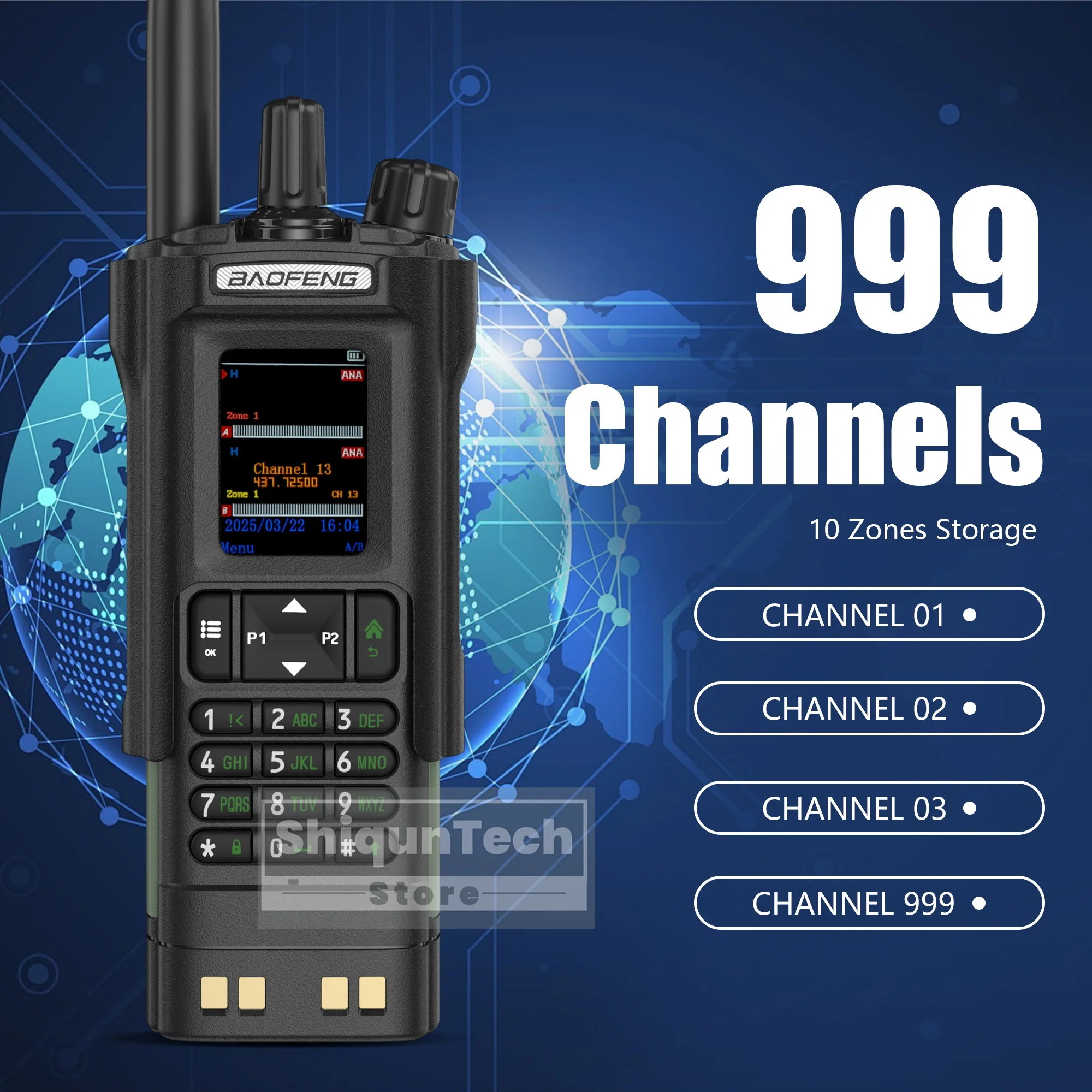 BAOFENG DM-32 mit Gürtelholster DMR Radio Digital GPS APRS Walkie Talkie AES256 Verschlüsselung 999CH Dual Mode Analog Dual Time Slot